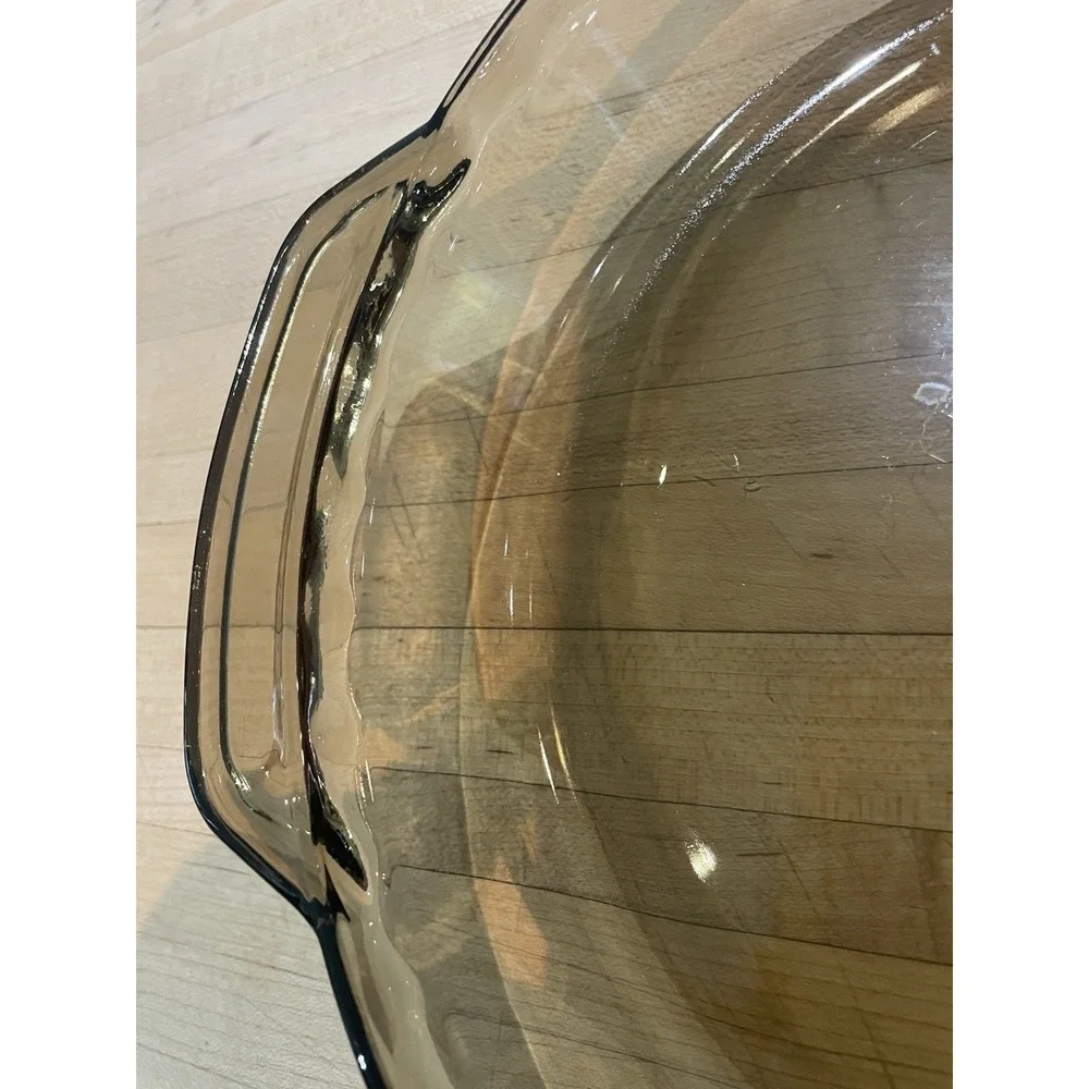 Anchor Hocking Amber Brown Glass 9 in Deep Dish Fluted Pie Plate w/ Handles 2 in